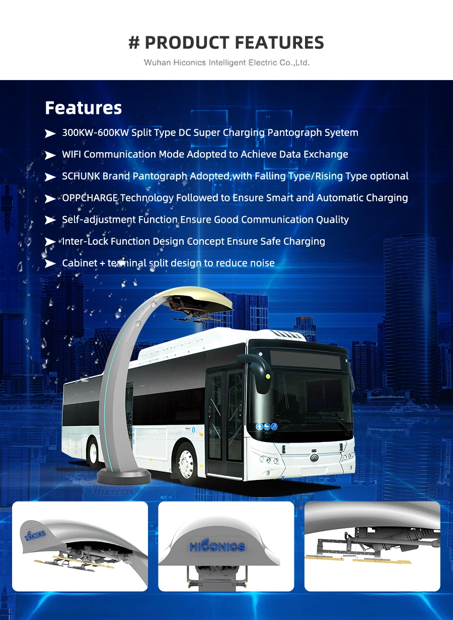 Highest Power 300kw 600kw 800A/1000V Pantograph Ultra Fast Charger EV Bus Charging Station for Roof Charging