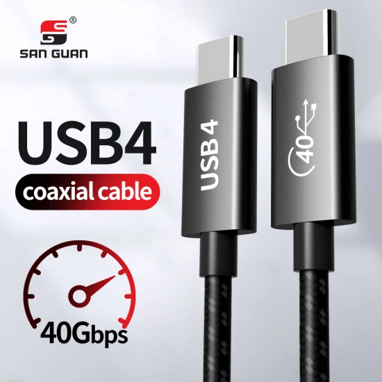 Factory Direct Sales Coaxial Line USB 4.0 100W C to Type C Data Transmission Fast Charging Cable with Tinned Copper