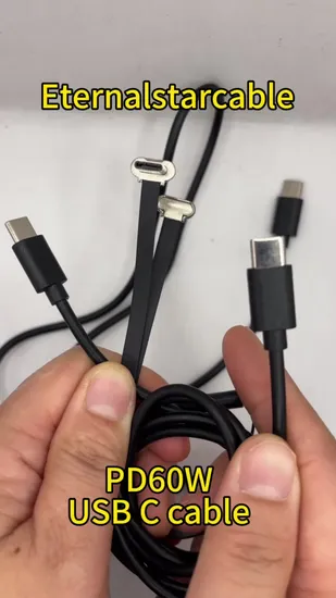 Eternalstarcable USB C Charger Cable 60W 3.3FT Type C Charging Cable Flat 90
