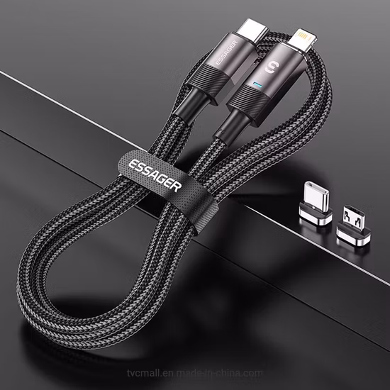 Unique Design Ready to Ship Pd Mfi Fast Charging Data Nylon Braidedaluminum Alloy LED Woven 20W USB Cable for Samsung Huawei iPhone